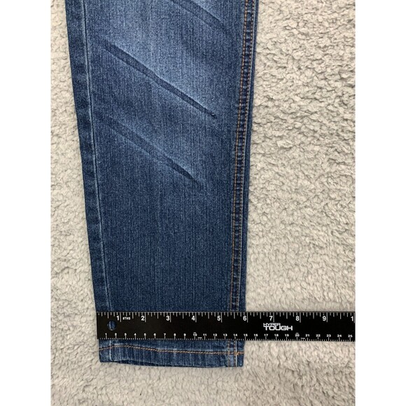 Women's REVOLT 7/8 Denim Blue Jeans 5 Pocket Design Straight Leg Cut Stonewash - Picture 9 of 10